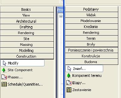 Po lewej stronie Revit Structure, po prawej Architecture